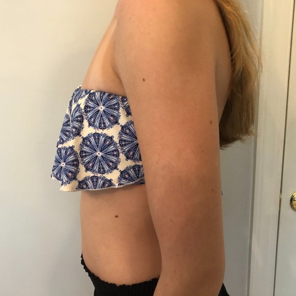 Bandeau Ruffle Patterned Bathing Suit - Picture 2 of 7